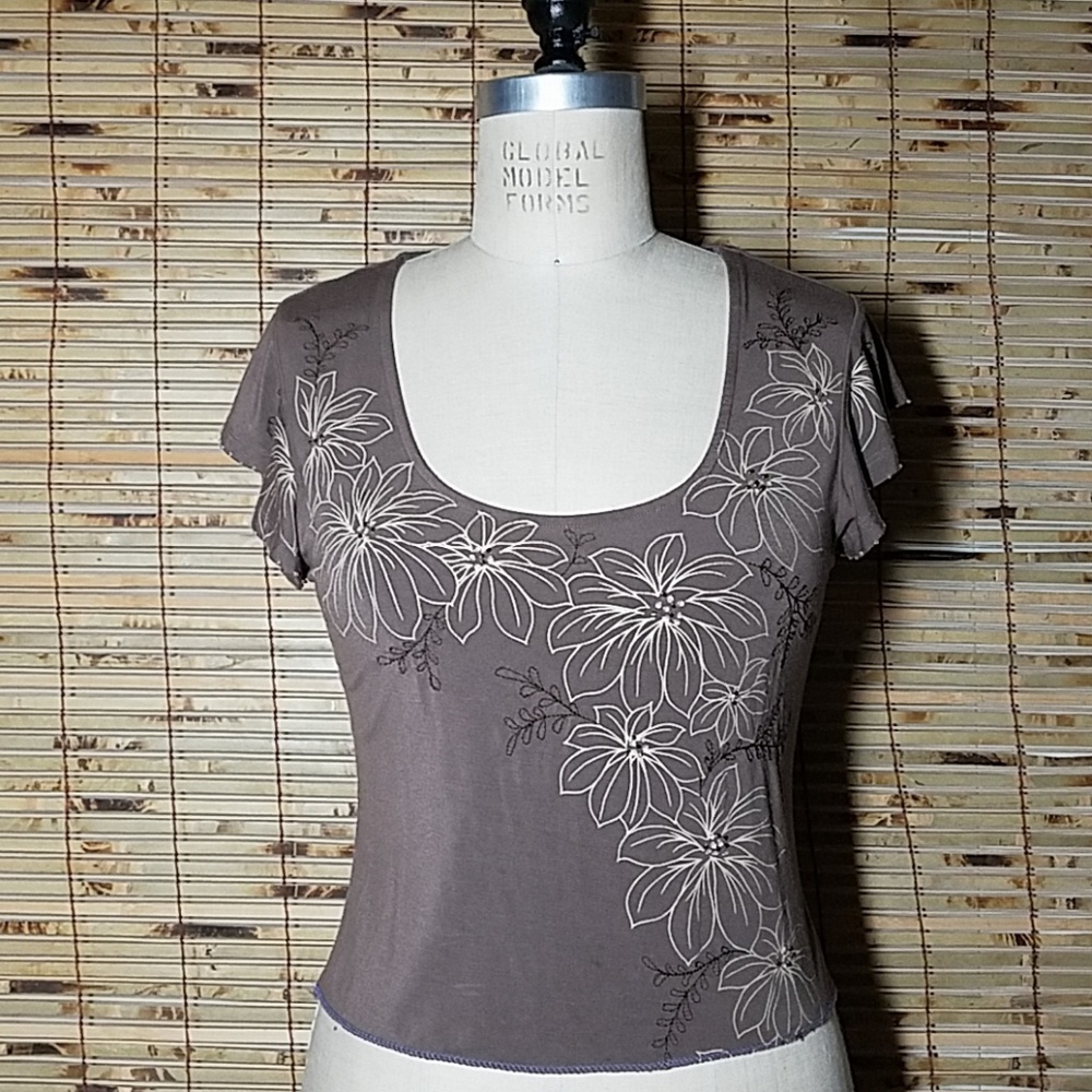 Flower Embroidered Beaded Crop Top 12